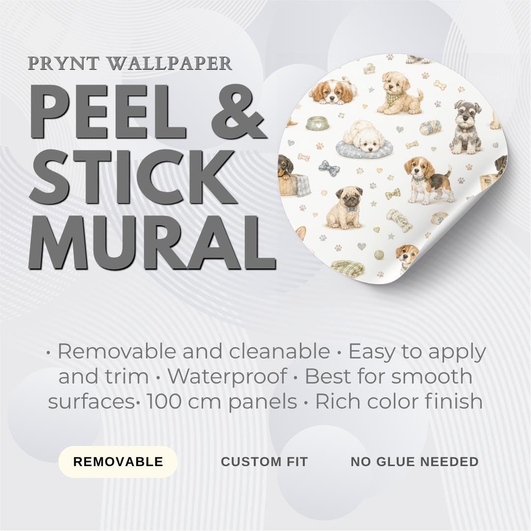 Puppy Wallpaper Mural: Playroom Peel and Stick Wall Decor