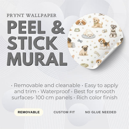 Puppy Wallpaper Mural: Playroom Peel and Stick Wall Decor