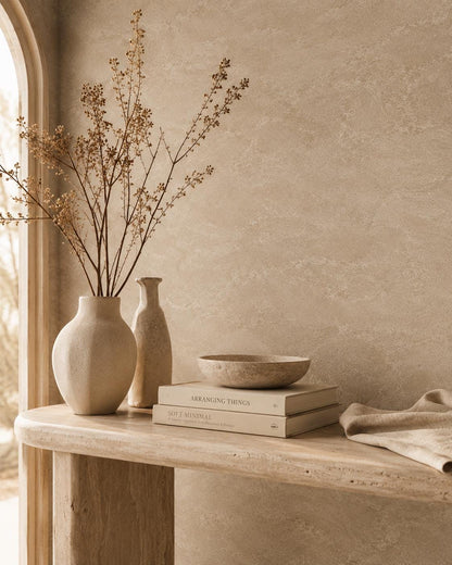 Sandstone Texture Wallpaper: Warm Neutral Stone Wall Mural