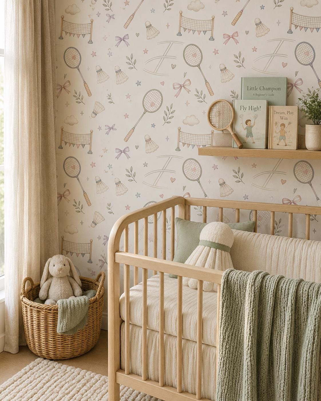 Badminton Wallpaper: Shuttlecock Sports Nursery Mural