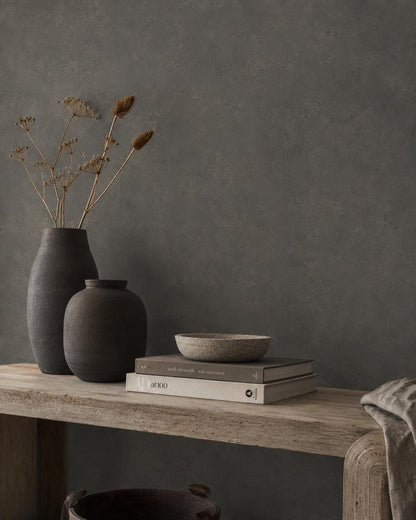 Charcoal Plaster Wallpaper: Dark Modern Textured Wall Mural