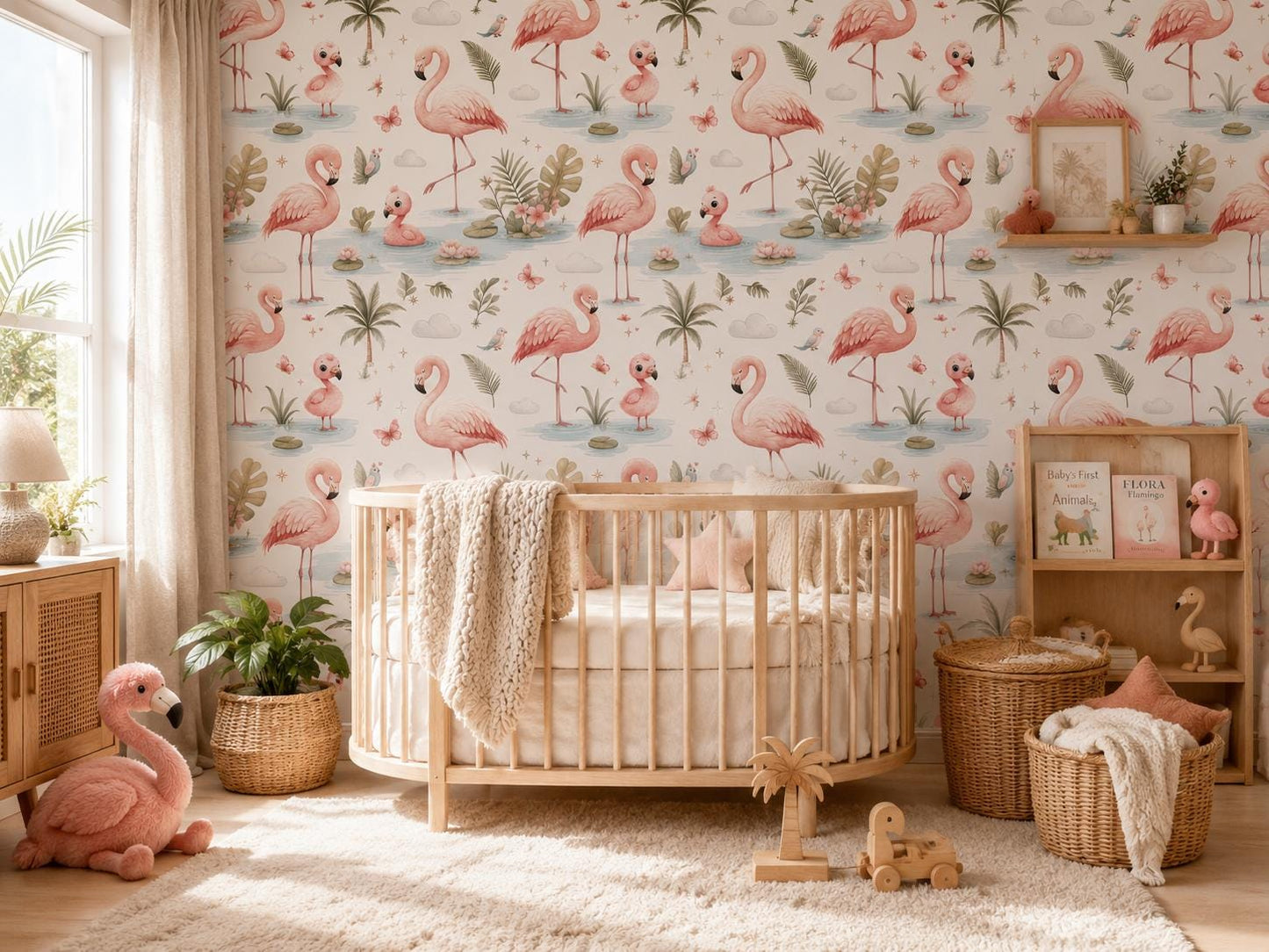 Flamingo Wallpaper: Pink Bird Nursery Mural