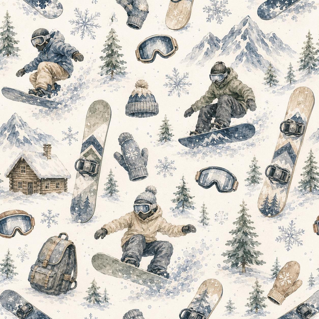 Snowboard Fun Wallpaper: Kids Winter Sports Wall Mural