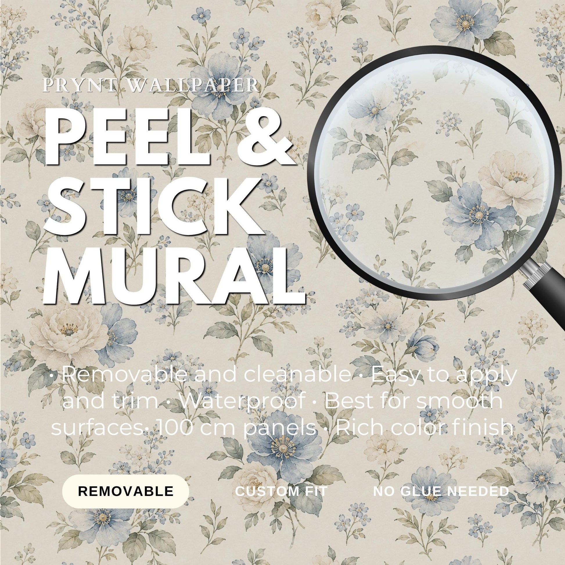 Dusty Blue Floral Wallpaper: Soft Botanical Wall Mural