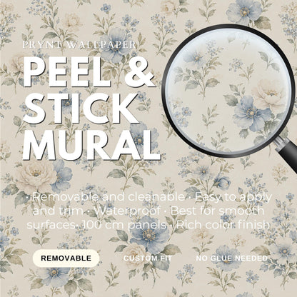Dusty Blue Floral Wallpaper: Soft Botanical Wall Mural