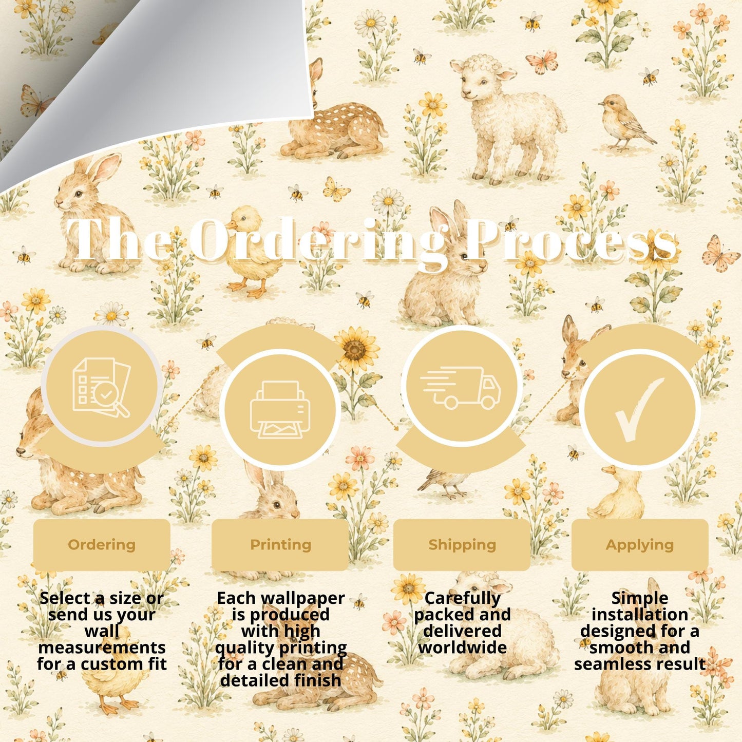 Sunny Meadow Animal Wallpaper: Cheerful Nursery Wall Mural