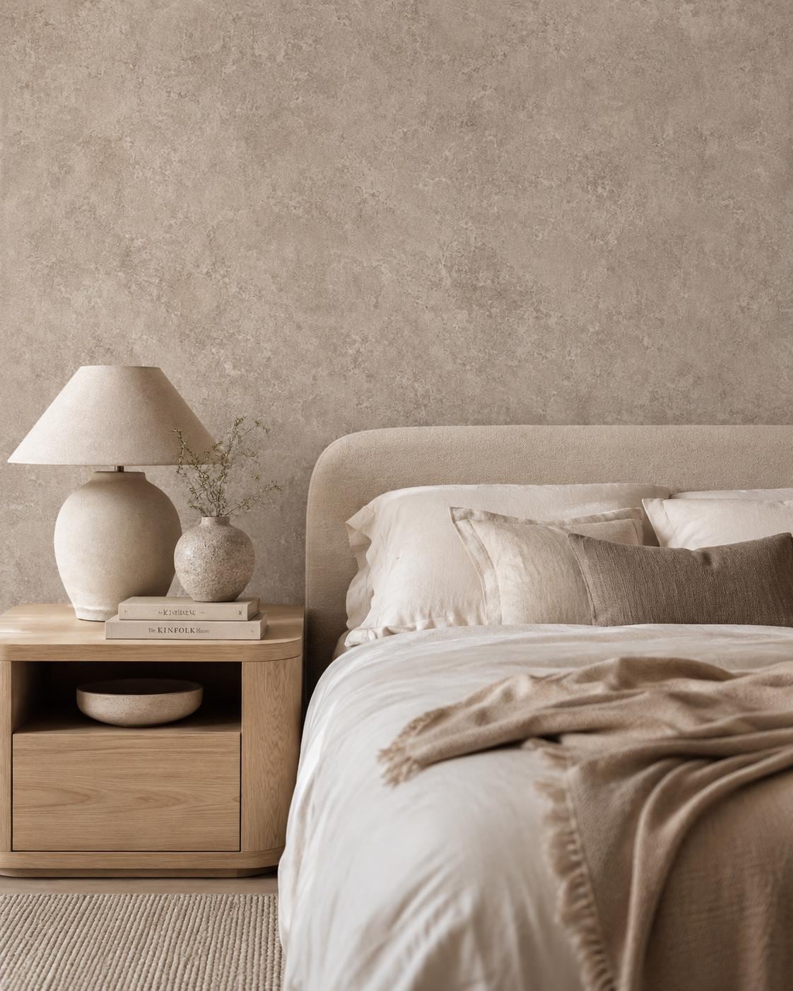 Warm Taupe Stone Wallpaper: Neutral Textured Wall Mural