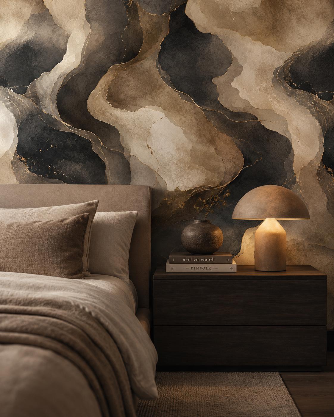 Charcoal Taupe Abstract Wallpaper: Modern Luxury Wall Mural