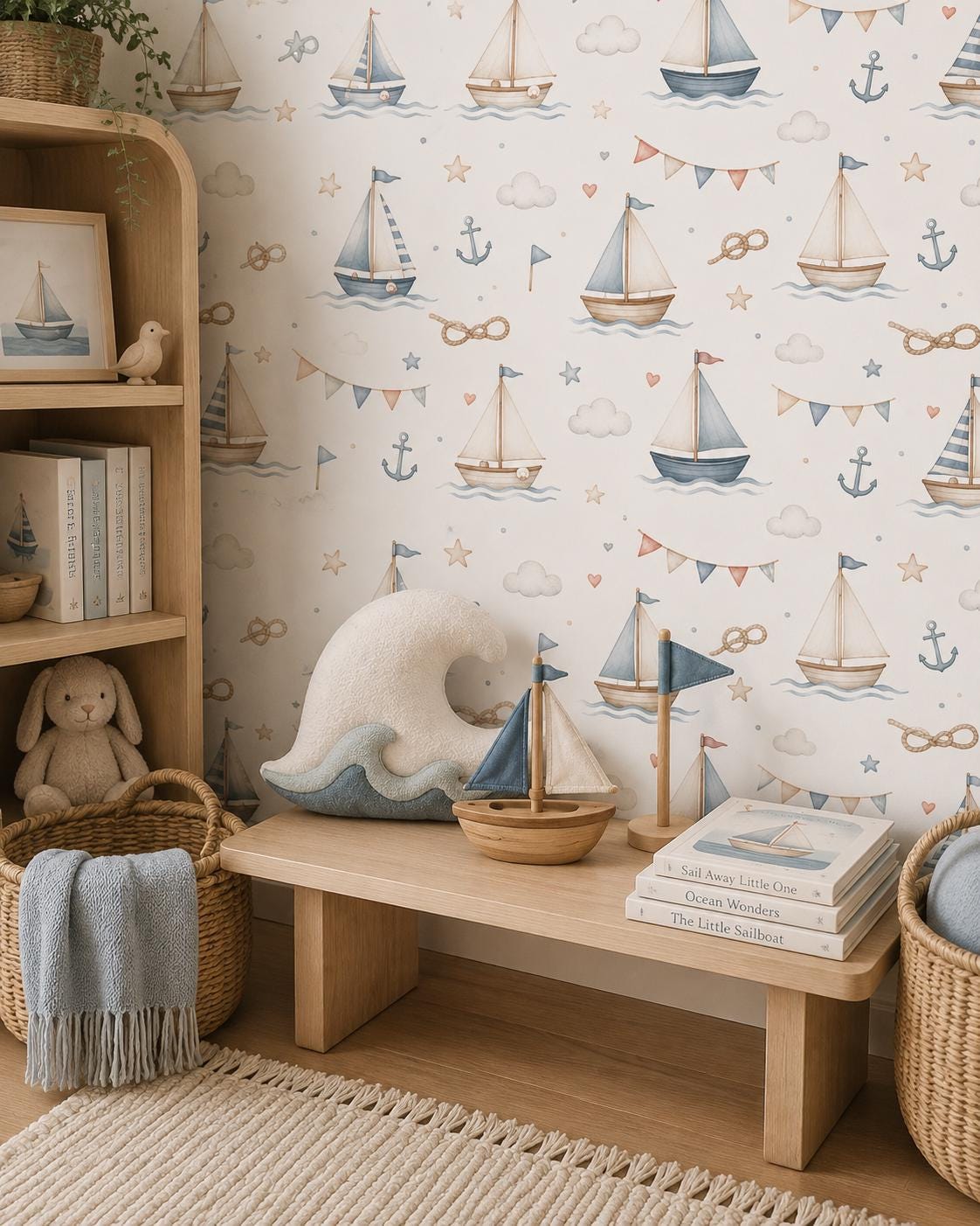 Sailing Wallpaper: Coastal Regatta Nursery Wall Mural