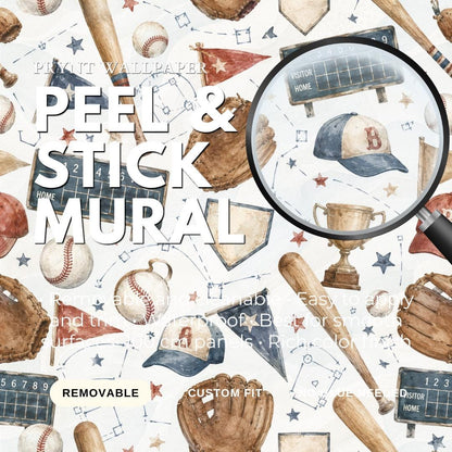 Baseball Rookie Wallpaper: Vintage Americana Wall Mural
