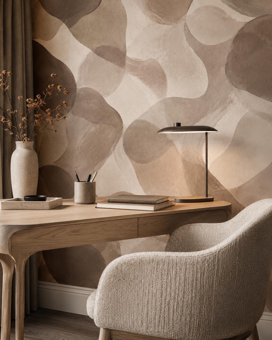 Taupe Mocha Abstract Wallpaper: Warm Earth Wall Mural