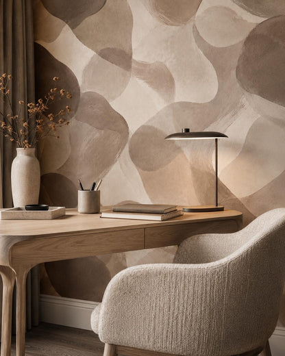 Taupe Mocha Abstract Wallpaper: Warm Earth Wall Mural