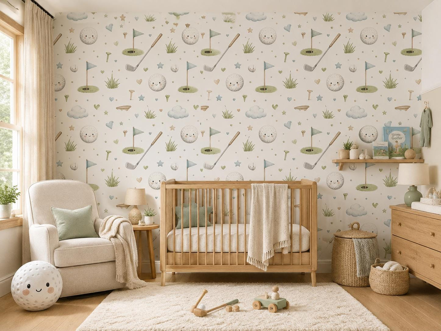 Golf Club Wallpaper: Green Sports Nursery Wall Mural