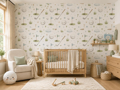 Golf Club Wallpaper: Green Sports Nursery Wall Mural
