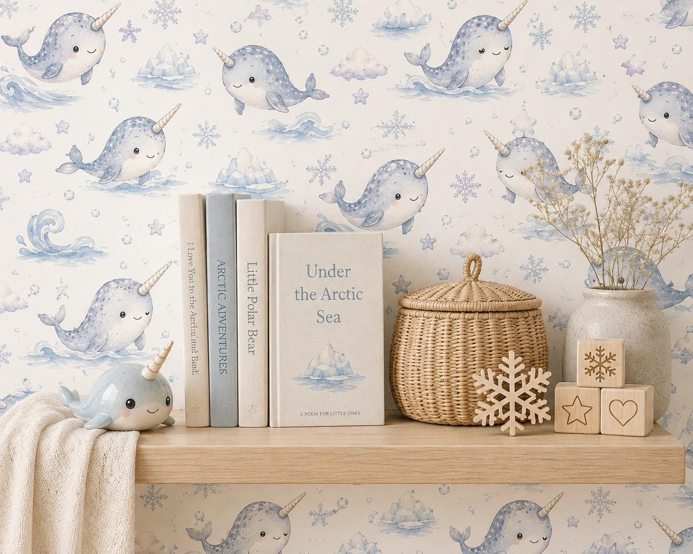 Narwhal Arctic Wallpaper: Ocean Animal Nursery Mural