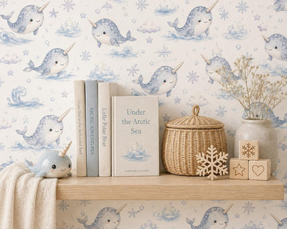 Narwhal Arctic Wallpaper: Ocean Animal Nursery Mural