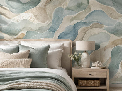 Coastal Abstract Wallpaper: Soft Ocean Wall Mural