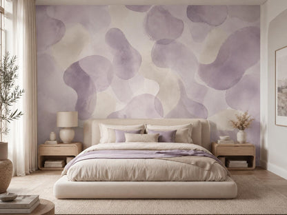 Soft Lavender Abstract Wallpaper: Muted Purple Wall Mural