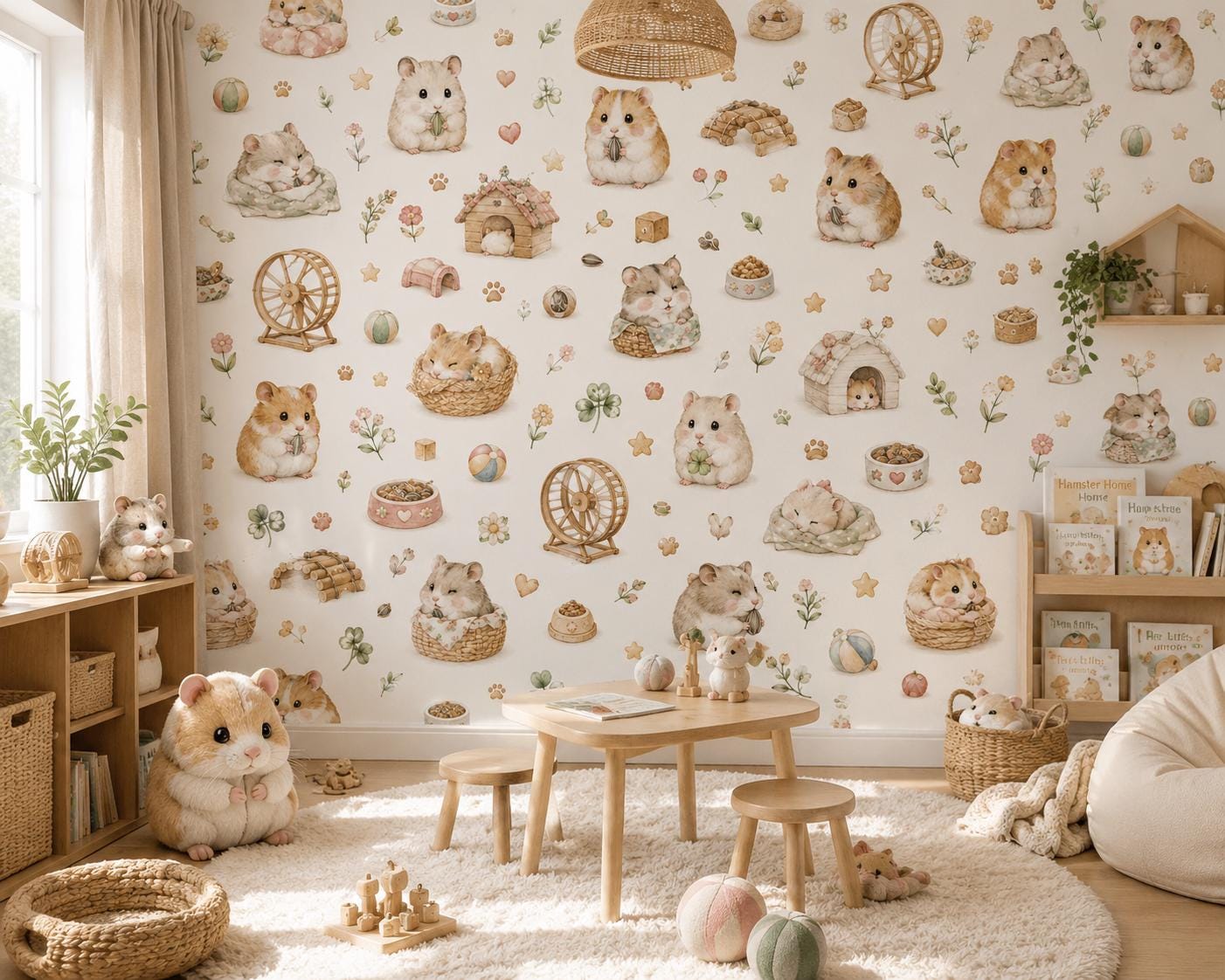 Hamster Peel and Stick Wallpaper Mural: Pet Playroom Decor