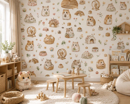 Hamster Peel and Stick Wallpaper Mural: Pet Playroom Decor