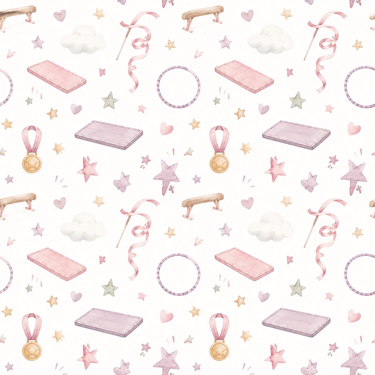 Gymnastics Ribbon Wallpaper: Soft Sports Nursery Mural