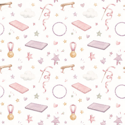 Gymnastics Ribbon Wallpaper: Soft Sports Nursery Mural