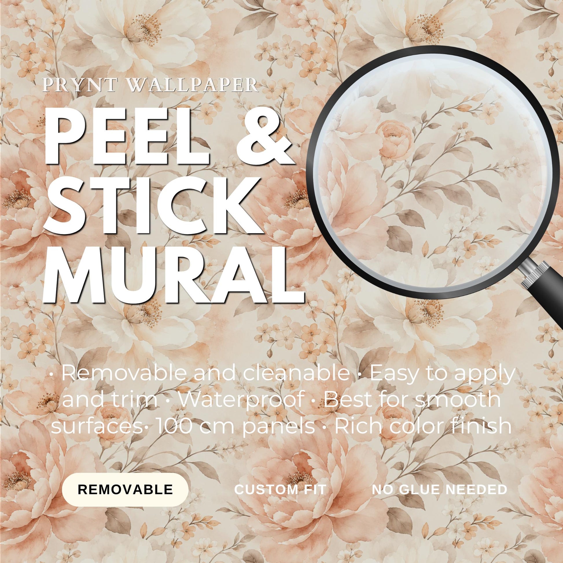 Champagne Blush Floral Wallpaper: Elegant Botanical Wall Mural