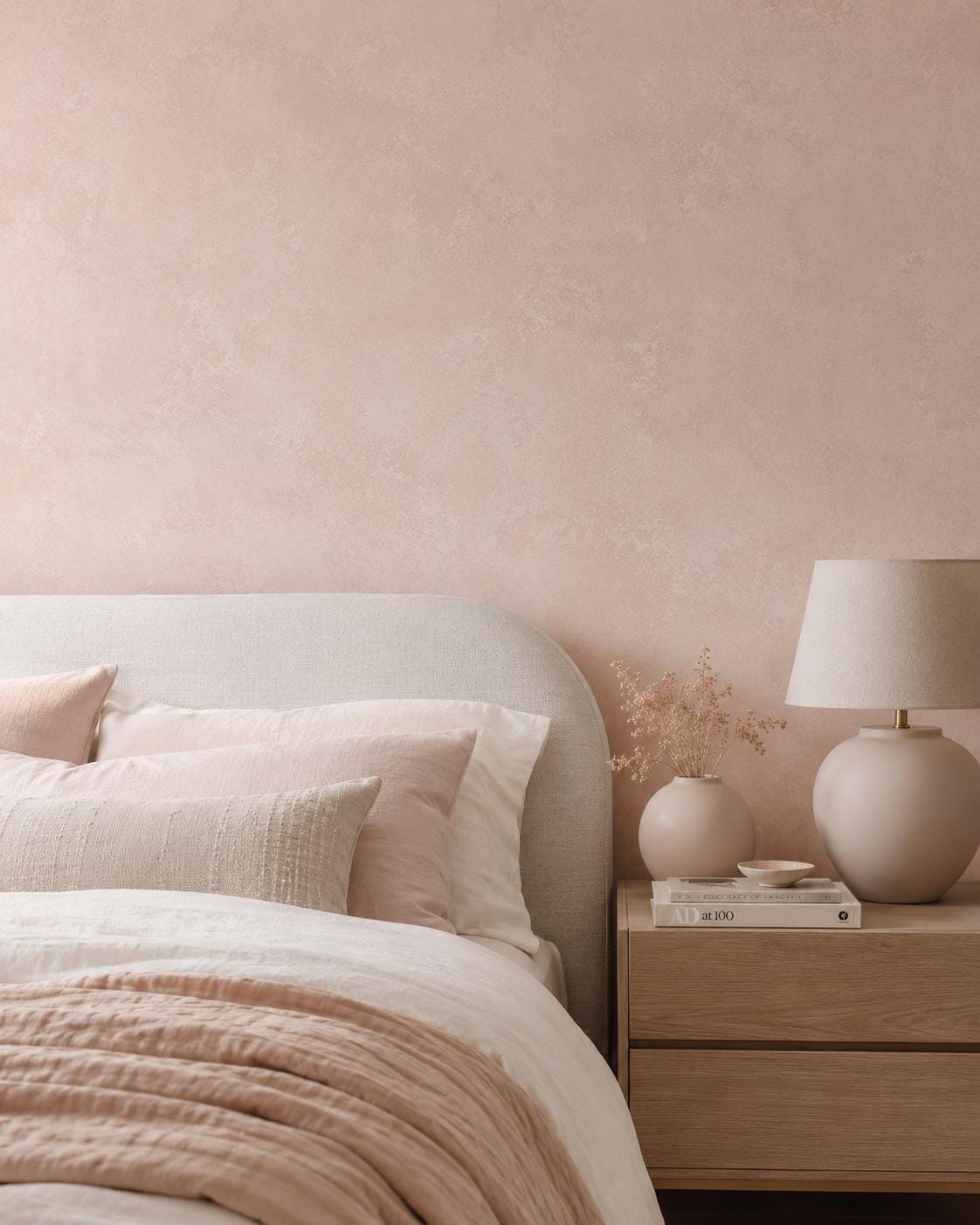 Blush Plaster Wallpaper: Soft Pink Textured Wall Mural