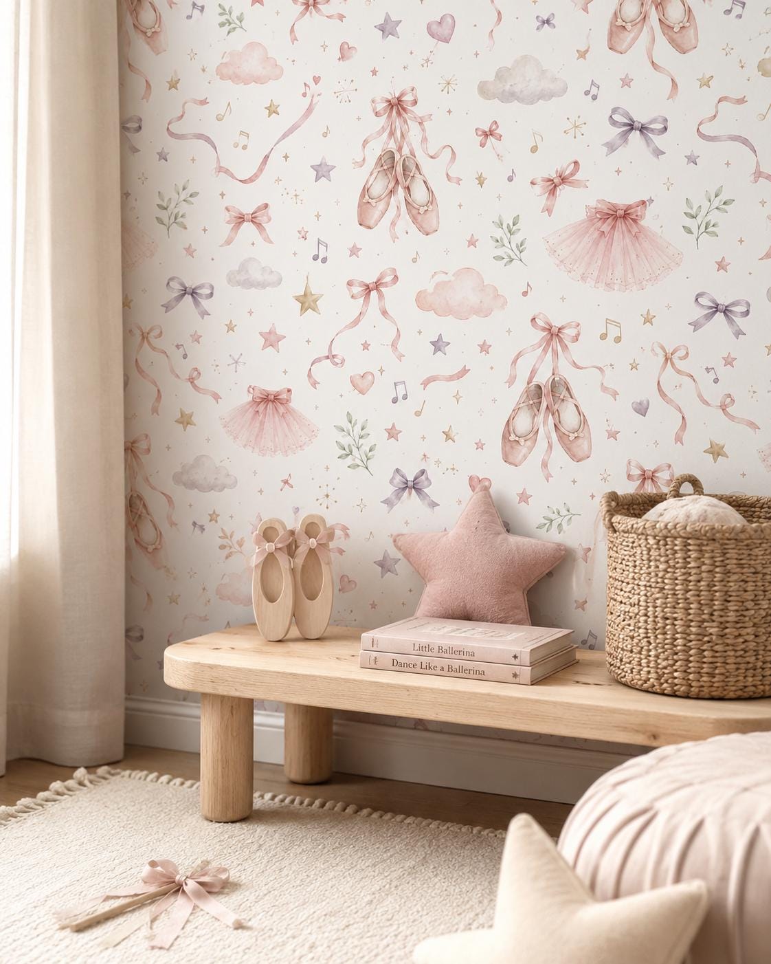 Ballet Slipper Wallpaper: Dance Nursery Wall Mural