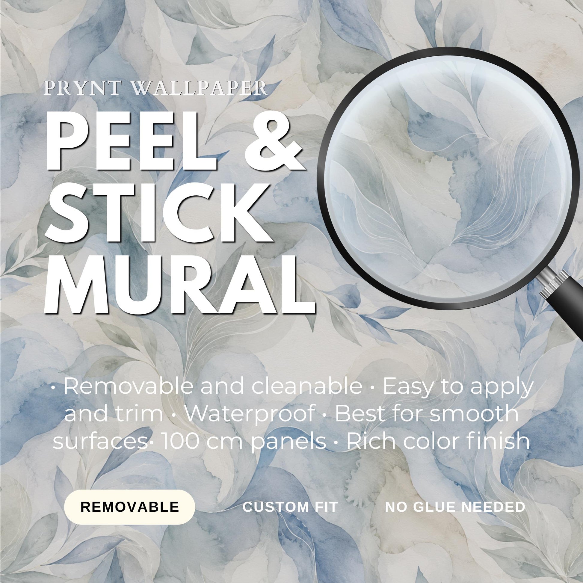 Mist Blue Abstract Wallpaper: Soft Organic Wall Mural