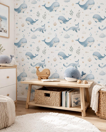 Whale Wallpaper: Ocean Nursery Wall Mural
