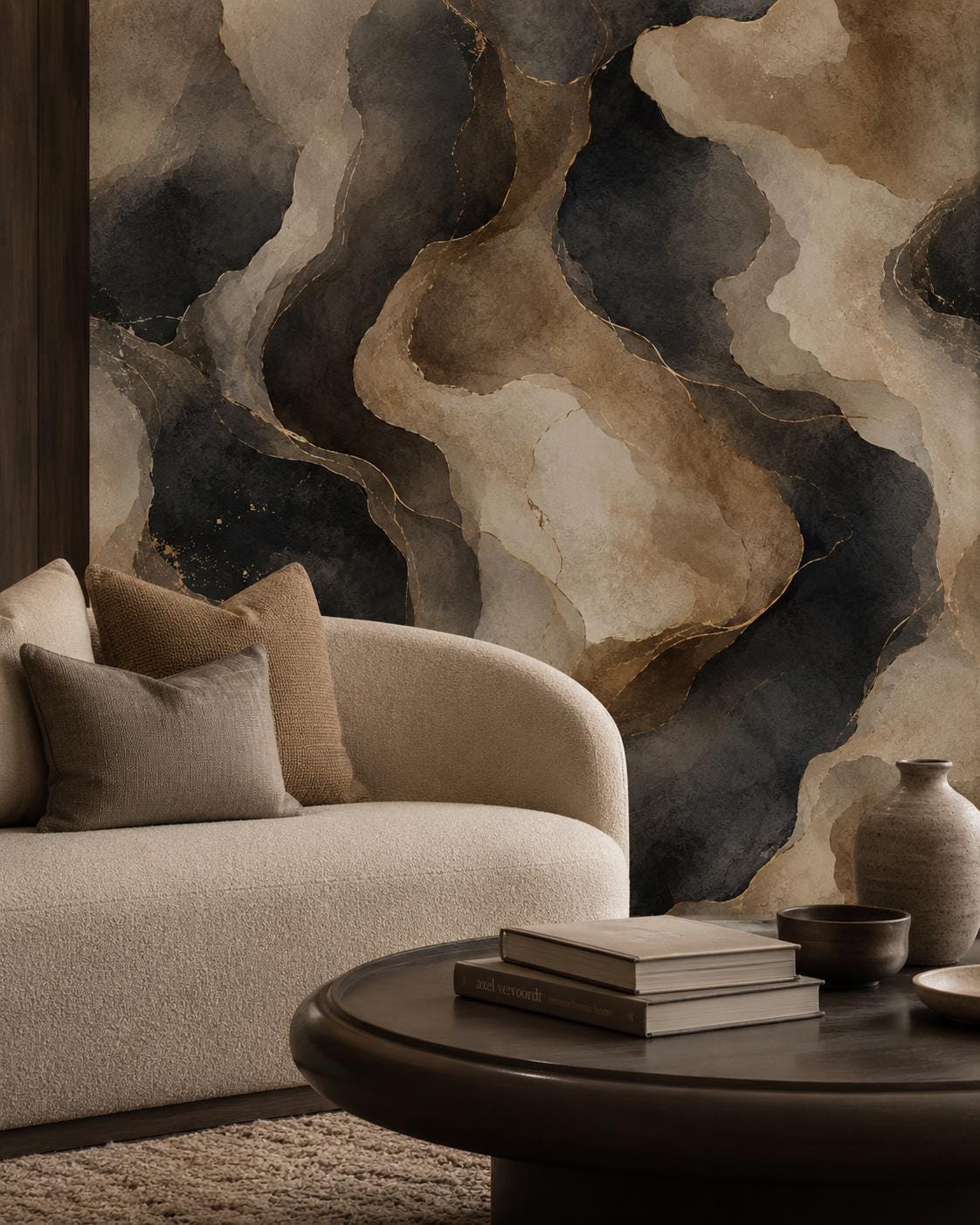 Charcoal Taupe Abstract Wallpaper: Modern Luxury Wall Mural