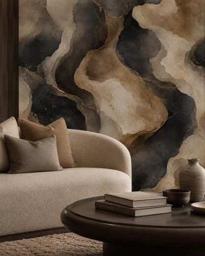 Charcoal Taupe Abstract Wallpaper: Modern Luxury Wall Mural