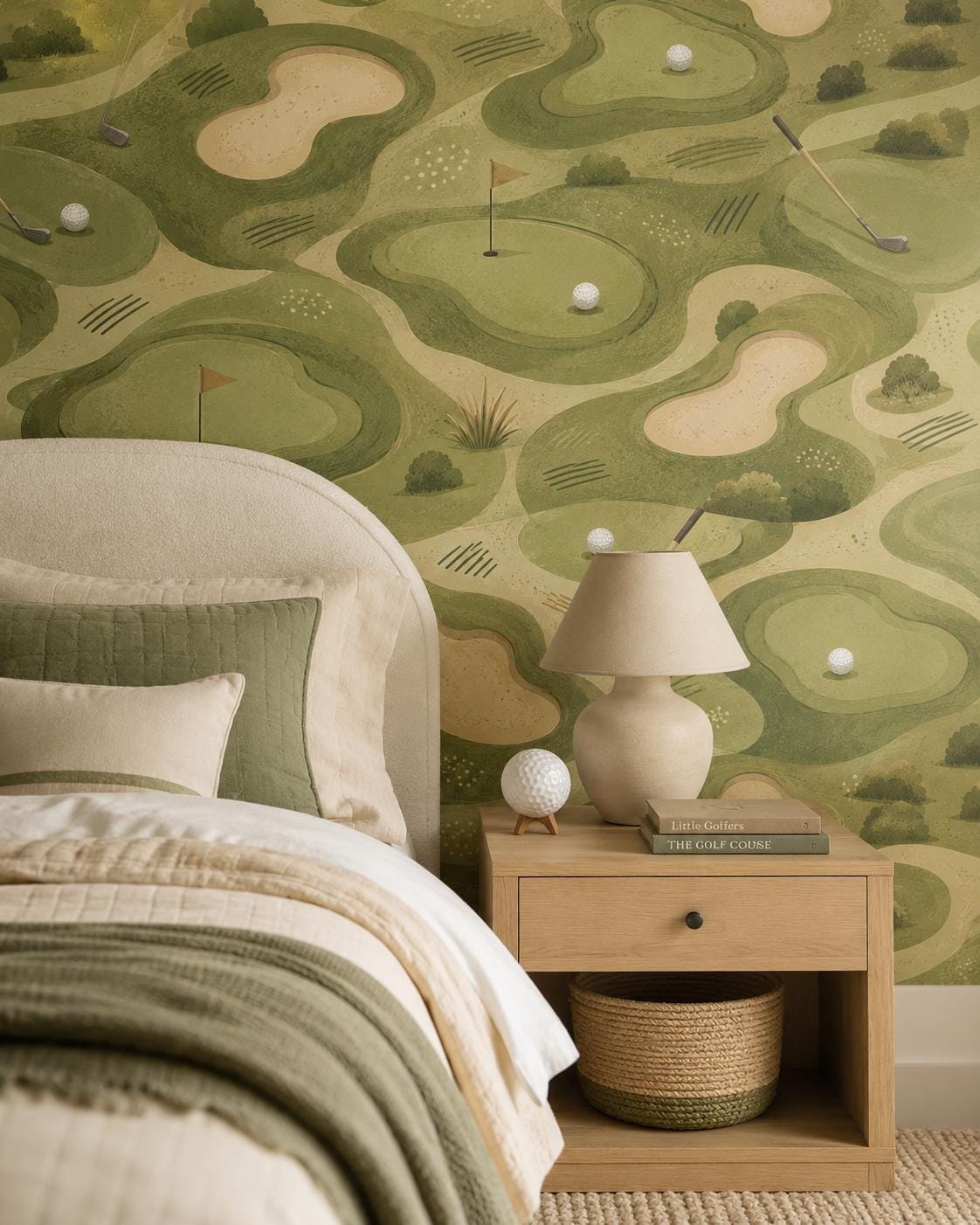 Kids Golf Wallpaper: Green Course Wall Mural for Boys Room