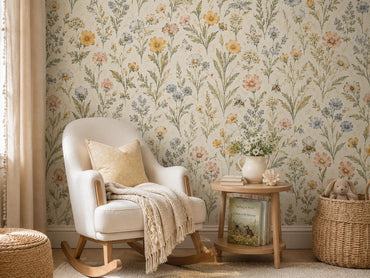 Wildflower Meadow Wallpaper: Soft Floral Nursery Wall Mural