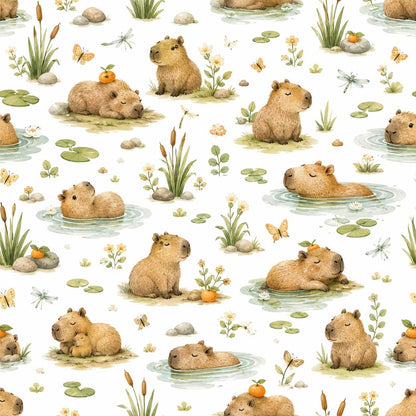Capybara Nursery Wallpaper: Custom Peel and Stick Animal Mural