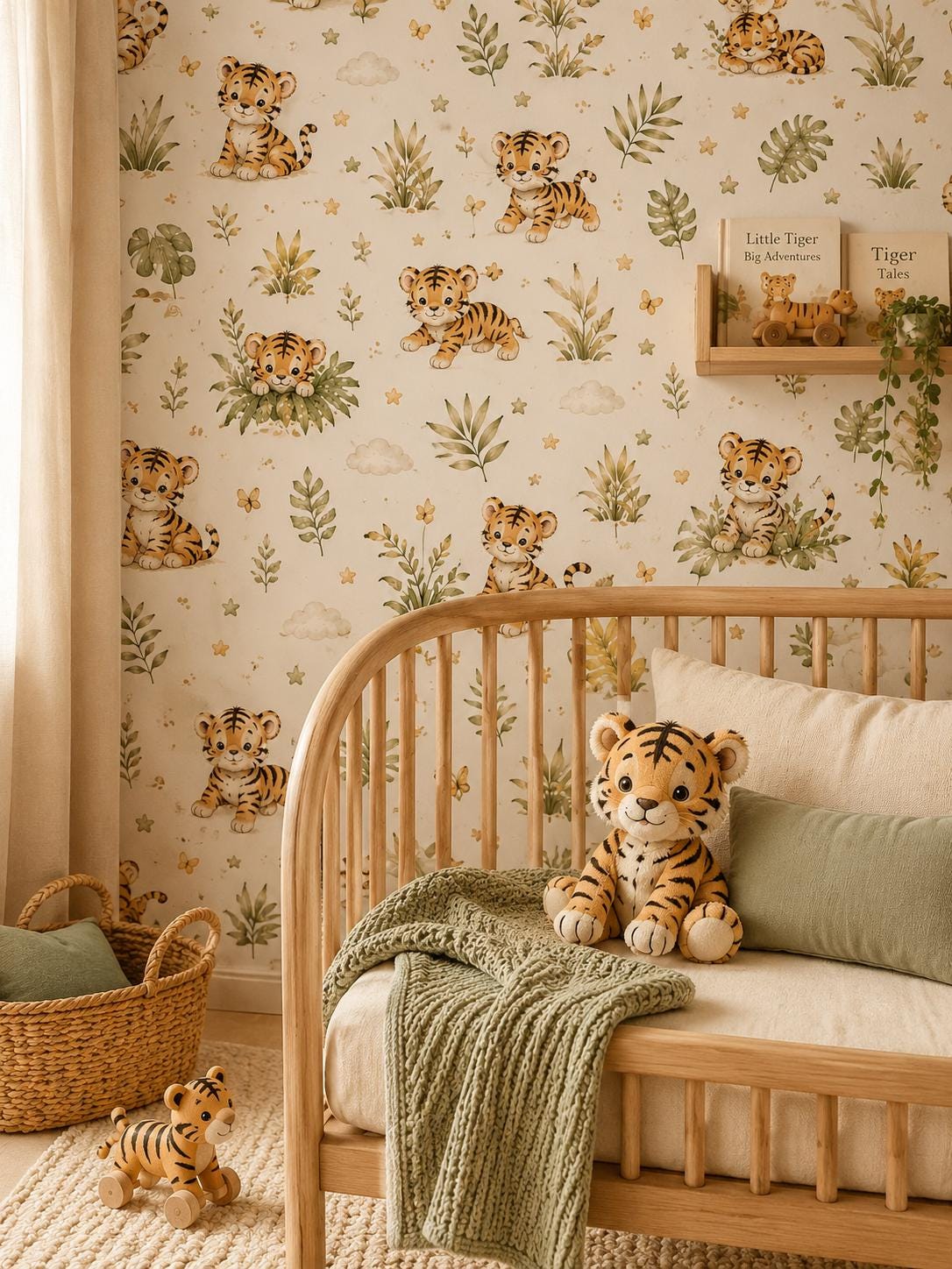 Tiger Cub Wallpaper: Safari Animal Nursery Peel and Stick Mural