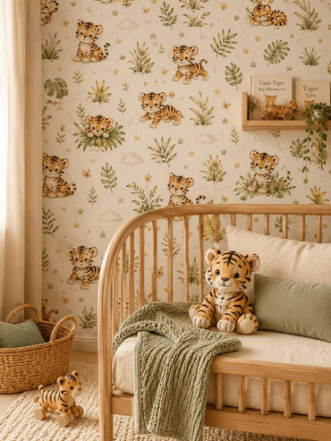 Tiger Cub Wallpaper: Safari Animal Nursery Peel and Stick Mural
