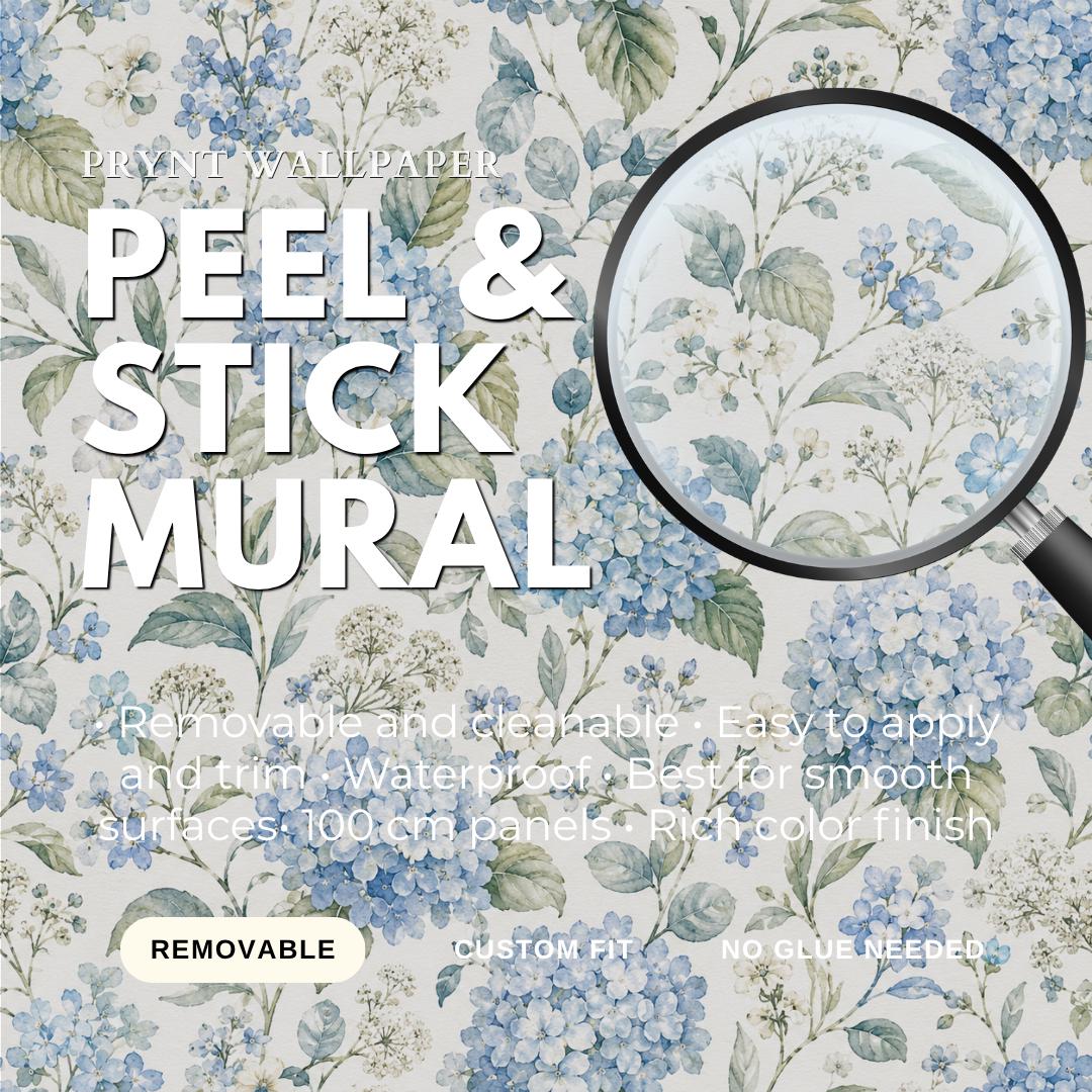 Blue Hydrangea Wallpaper: White Floral Wall Mural