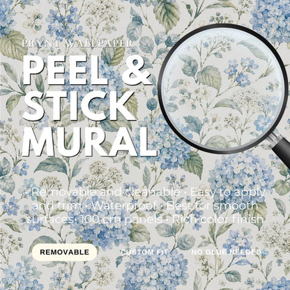 Blue Hydrangea Wallpaper: White Floral Wall Mural