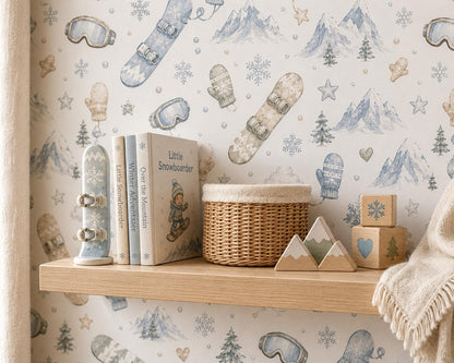 Snowboard Wallpaper: Winter Sports Nursery Wall Mural