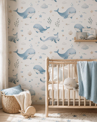 Whale Wallpaper: Ocean Nursery Wall Mural