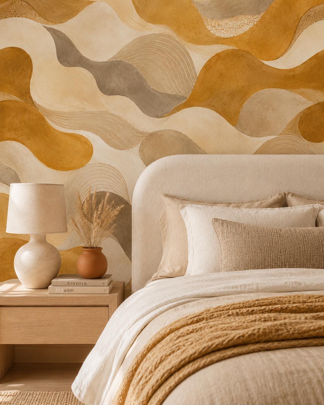 Ochre Abstract Wallpaper: Golden Earth Wall Mural