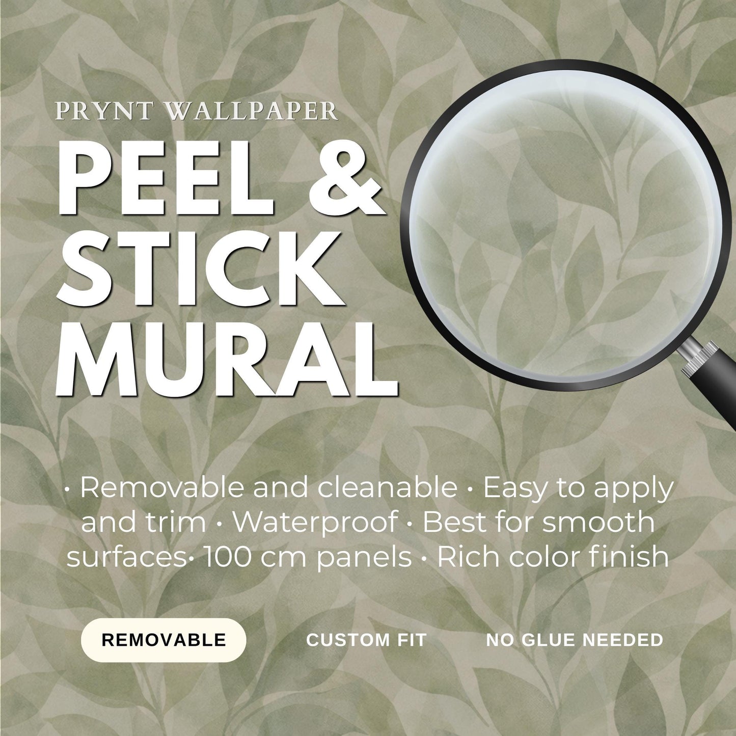 Green Leaf Wallpaper: Soft Botanical Wall Mural
