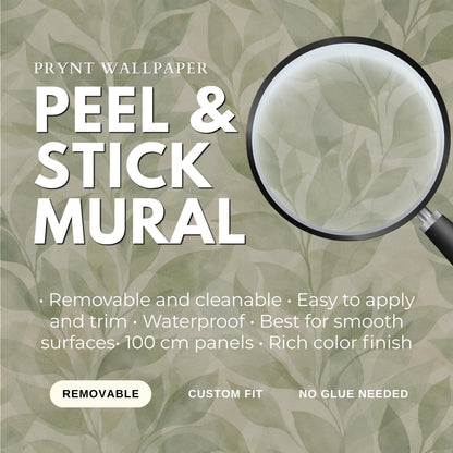 Green Leaf Wallpaper: Soft Botanical Wall Mural
