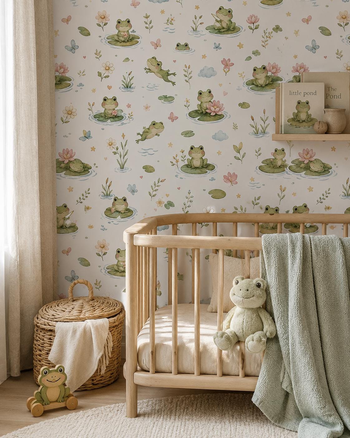 Frog Pond Wallpaper: Lily Pad Nursery Wall Mural