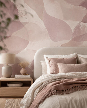 Dusty Mauve Abstract Wallpaper: Soft Blush Wall Mural
