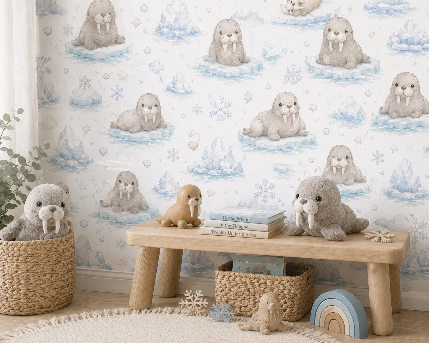 Walrus Arctic Wallpaper: Winter Animal Nursery Wall Mural
