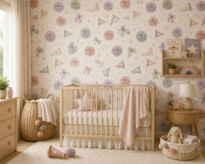 Cheerleading Wallpaper: Pom Pom Sports Nursery Mural