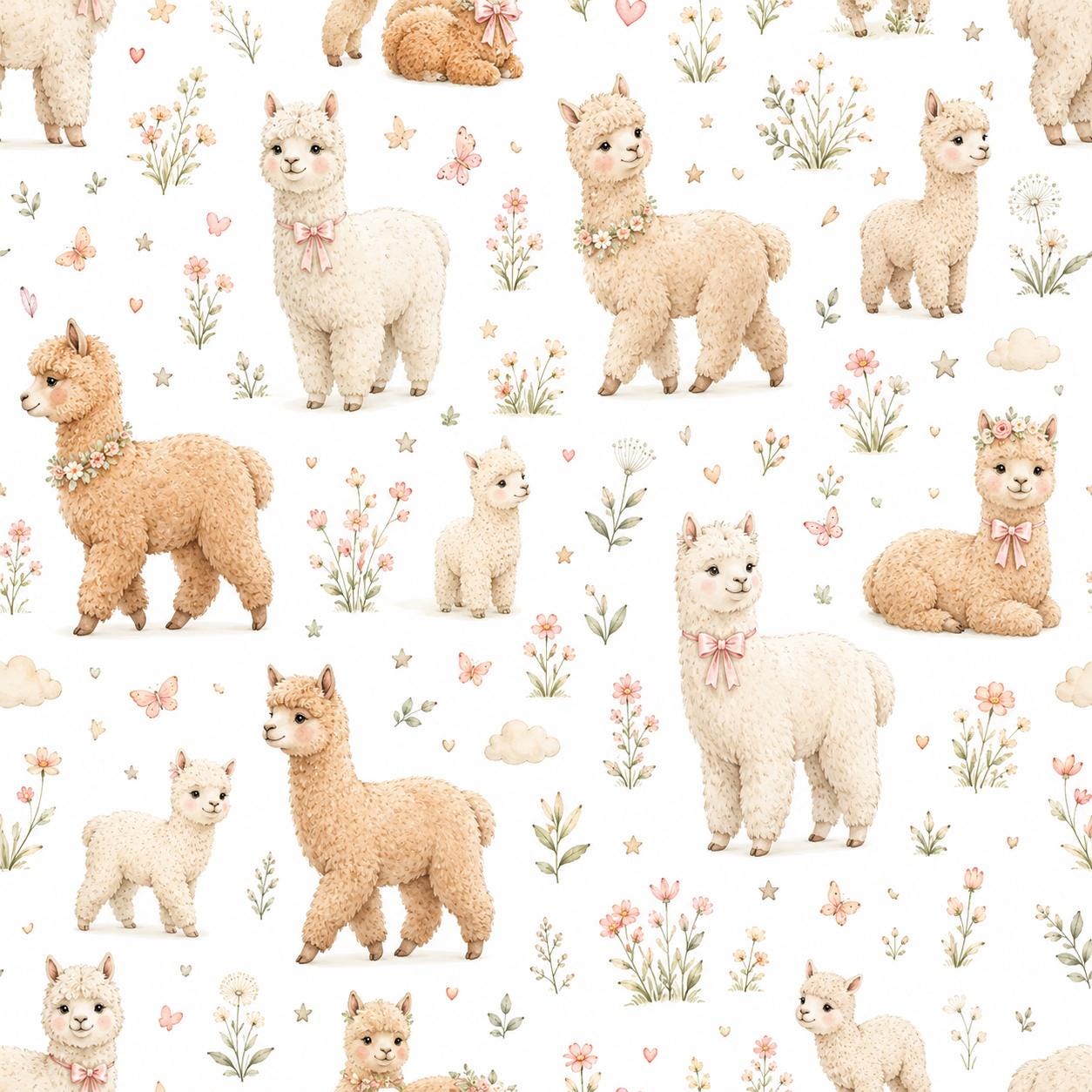 Alpaca Wallpaper: Soft Farm Nursery Mural